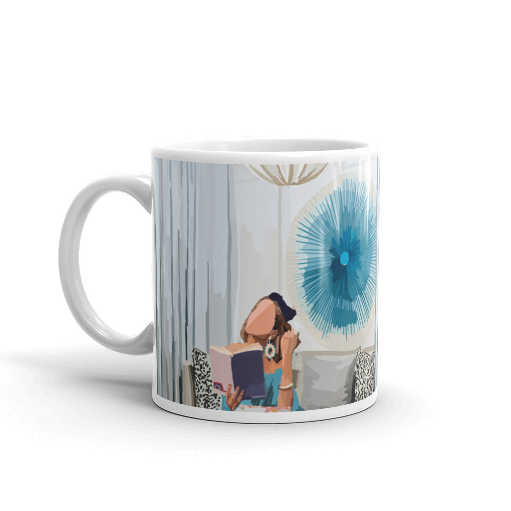 Reading Moment White glossy mug