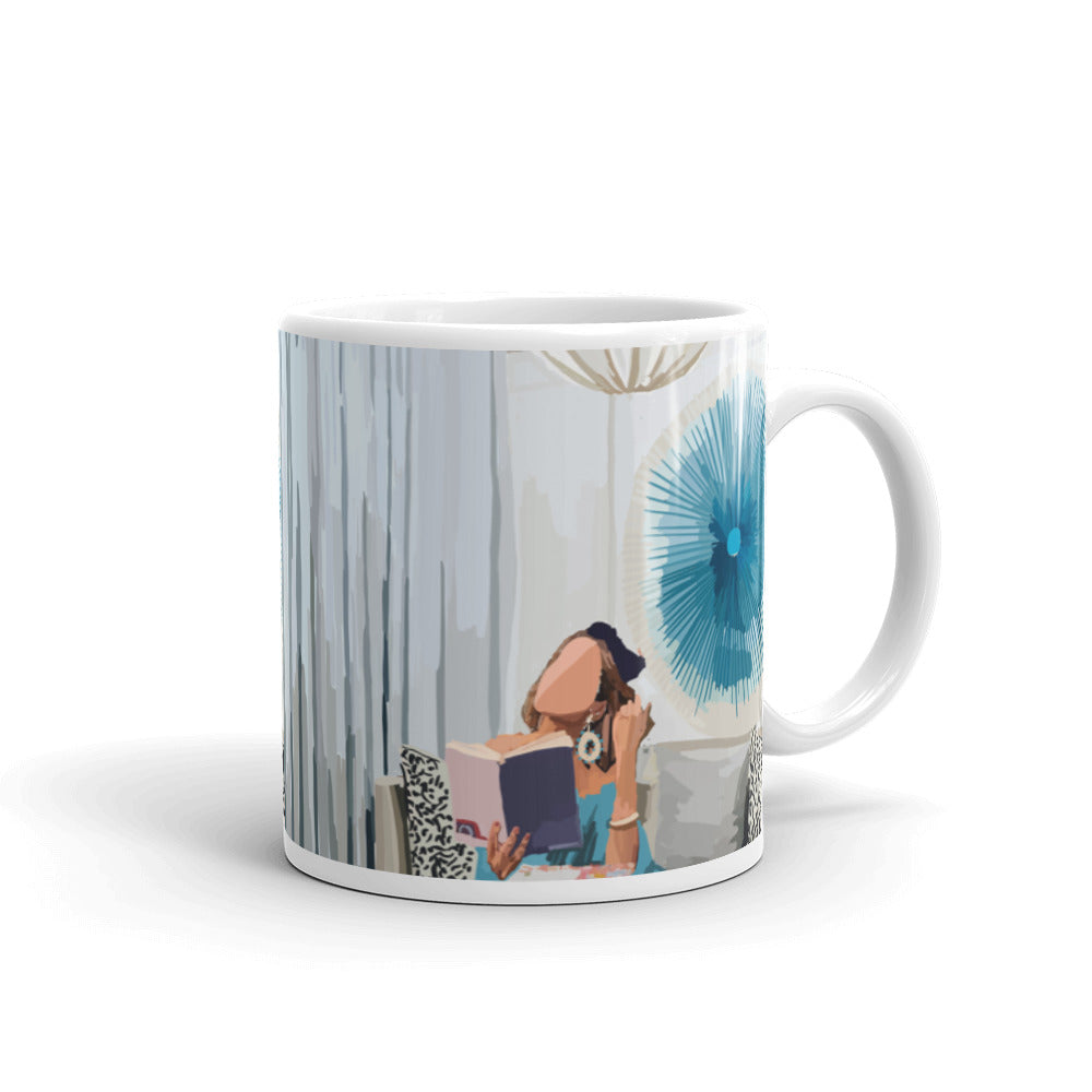 Reading Moment White glossy mug