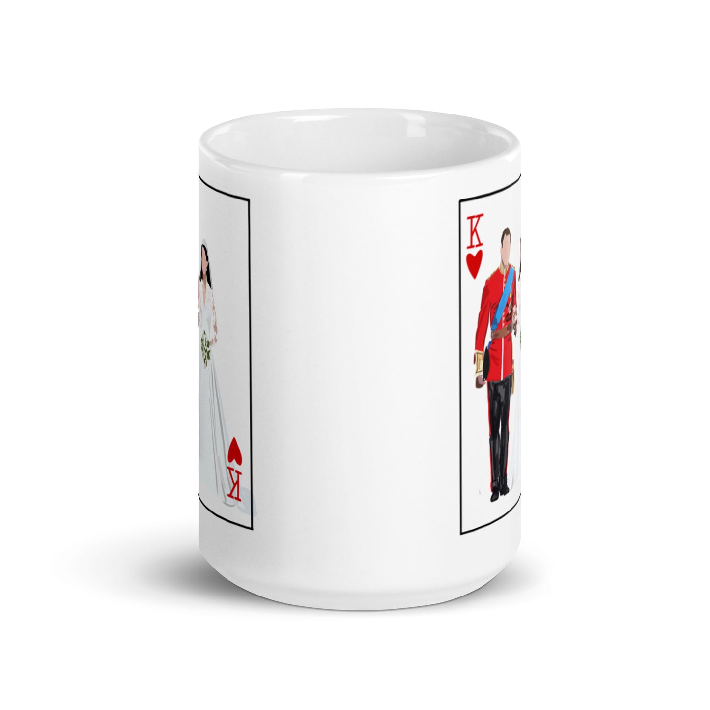 King of hearts with the princess and prince of wales White glossy mug