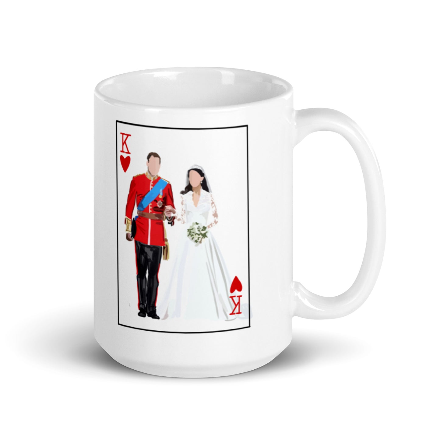 King of hearts with the princess and prince of wales White glossy mug
