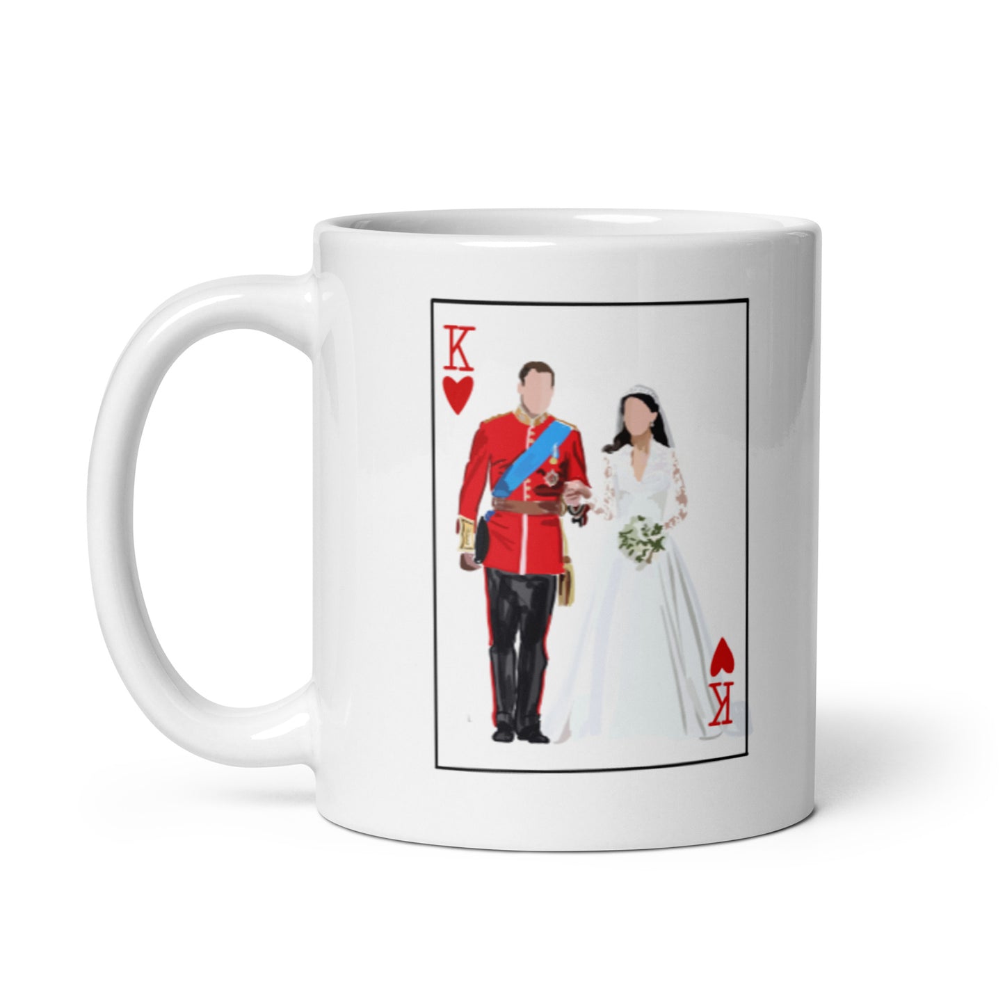 King of hearts with the princess and prince of wales White glossy mug