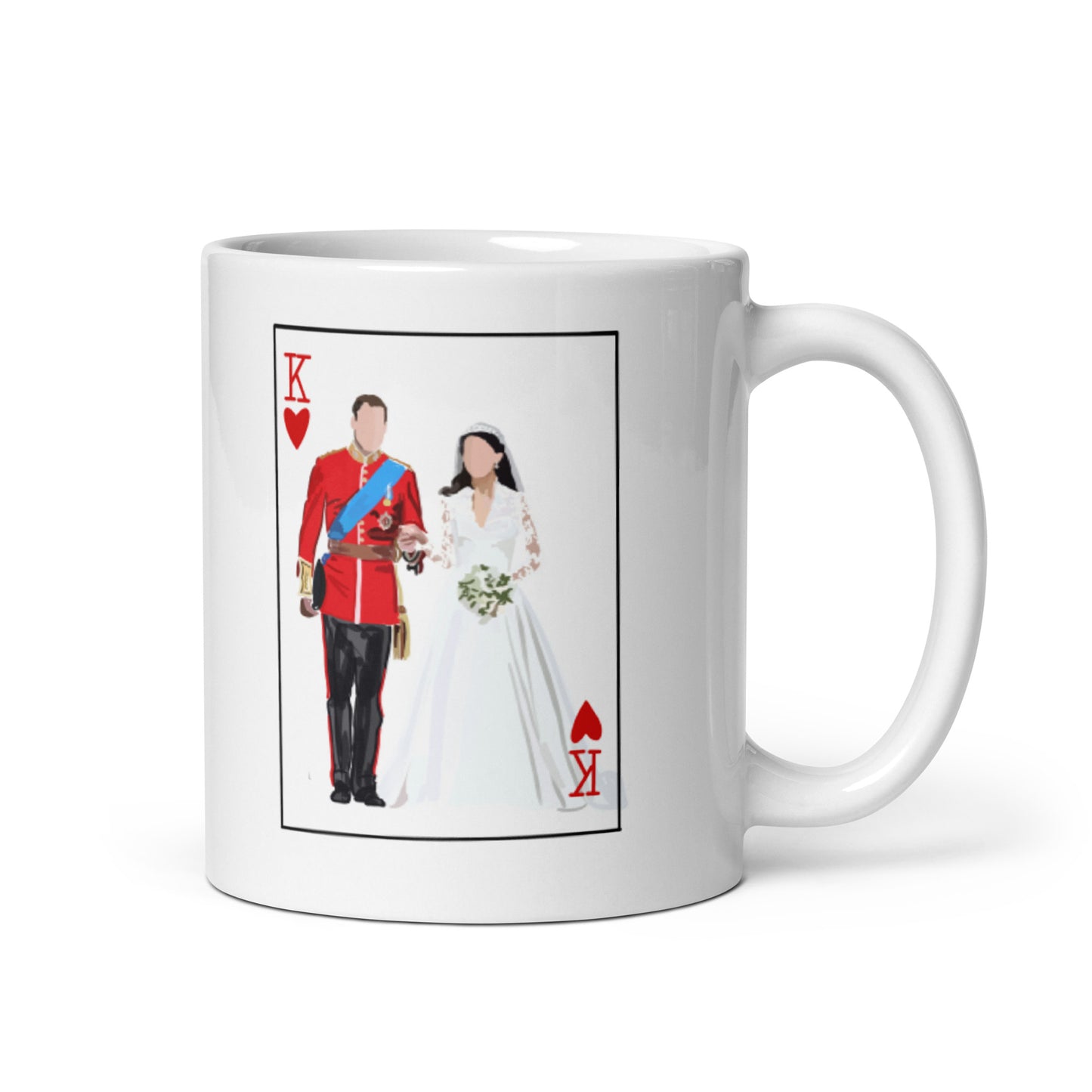 King of hearts with the princess and prince of wales White glossy mug