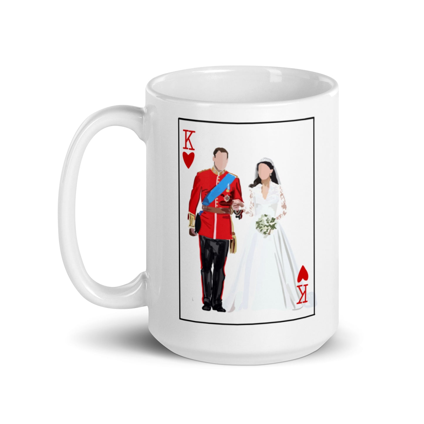 King of hearts with the princess and prince of wales White glossy mug